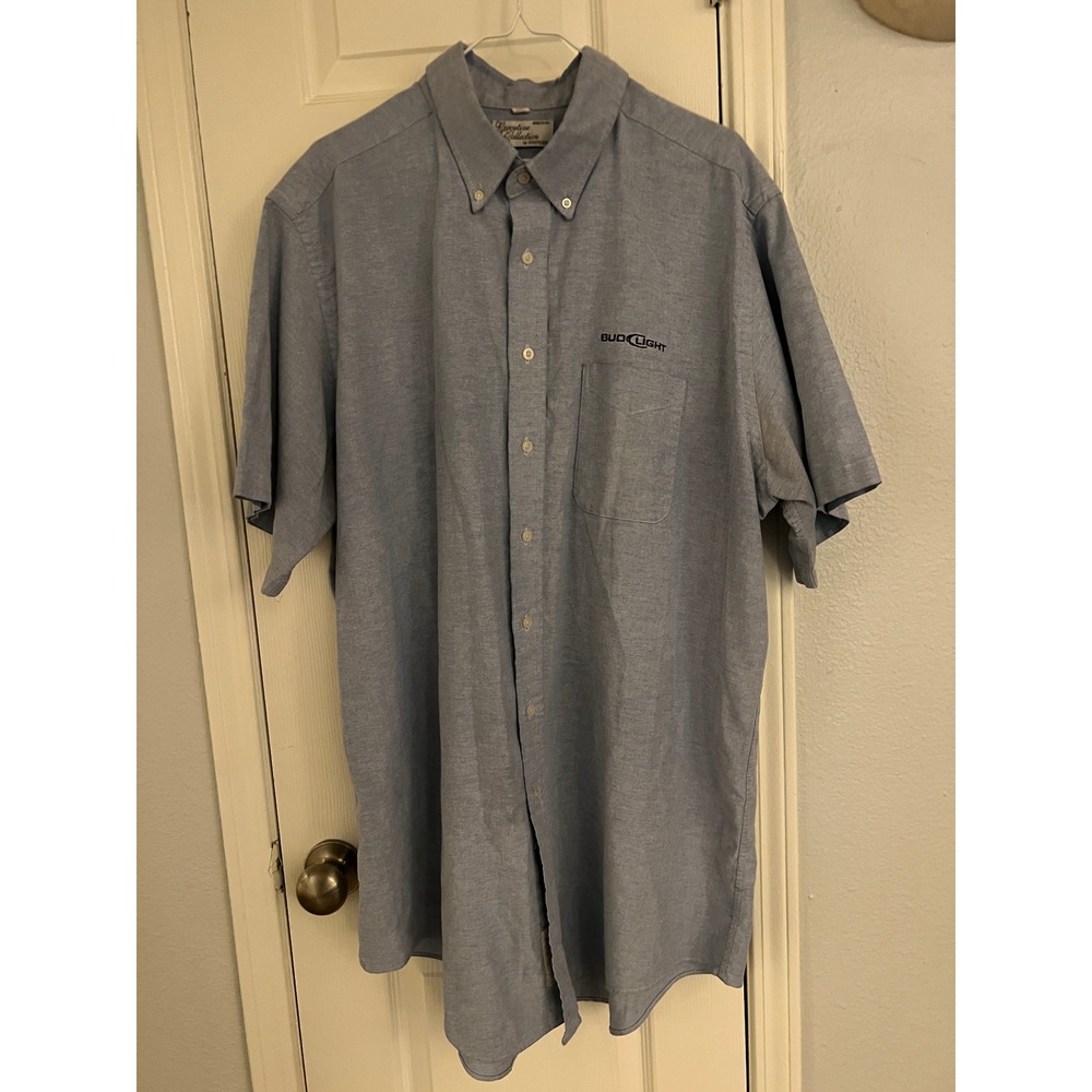 Riverside Executive Collection Shirt Mens‎ 18.5 Tall Bud Light Button Up Gray